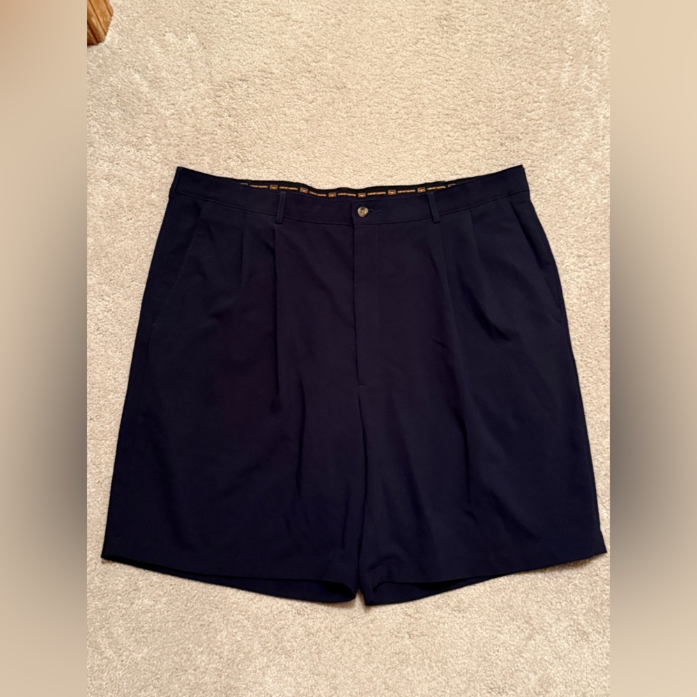 Haggar 40 Men’s Comfort Equipped Dress Shorts Pleated Navy Blue ~ Made In Jordan
